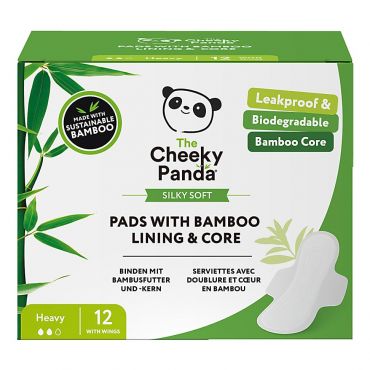 The Cheeky Panda Heavy Period Pads with Bamboo Lining & Core (12 pack)