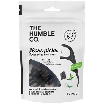 Humble Single Thread Floss Picks - Charcoal (50 pack)