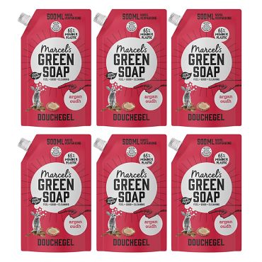 Marcel's Green Soap Shower Gel Argan & Oudh - Refill (6 x 500ml)
