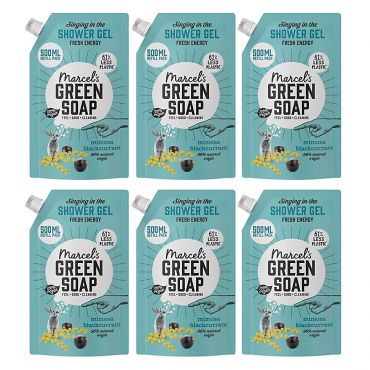 Marcel's Green Soap Shower Gel Mimosa & Blackcurrant - Refill (6 x ...