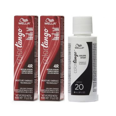 Wella Color Tango 4R Medium Auburn Permanent Masque Hair Colour - 4R(2)+Dev(Vol.20)2oz