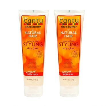 Cantu Shea Butter For Natural Hair Extreme Hold Styling Stay Glue 8oz - Glue Gel 8oz - (2pks)