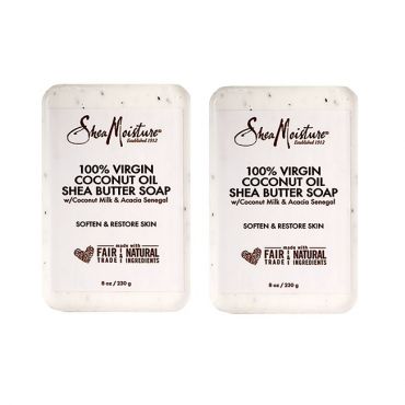 Shea Moisture 100% Virgin Coconut Oil Leave-In Treatment 237ml - Bar Soap 8oz - (2pks)