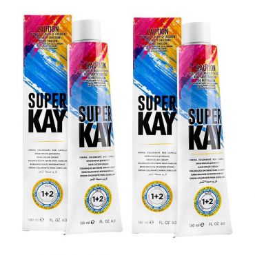 Super Kay 1.00 Black Permanent Hair Color Cream 180ml - Super Kay (2pks)