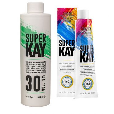 Super Kay 12.0 Extra Super Platinum Natural Blond Permanent Hair Colour Cream - Extra Super Platinum Natural Blonde, 1 Hair Colour, 9%/30 Volume Developer