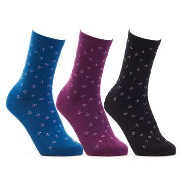 Cosyfeet Extra Roomy Women's Cotton‑rich Seam‑free Patterned Socks