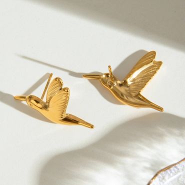 Gold Hummingbird Earrings