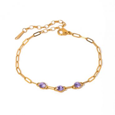 Purple Women's Chain Bracelet with Zircon