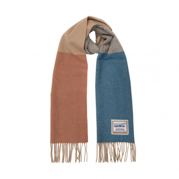 Heritage Traditions - Wool Colour Block Scarf - Blue Rust