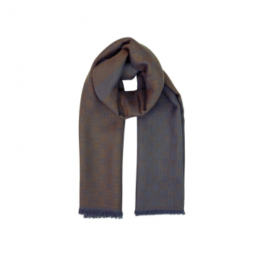 Gucci - Brown And Blue Silk & Wool Blend Scarf