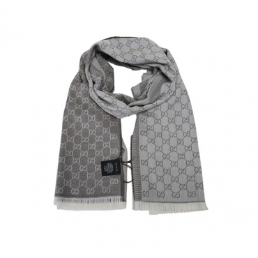 Gucci - Light Beige GG Monogram Webbing Reversible Wool and Silk Blend Scarf