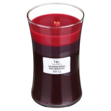 WoodWick - Trilogy Sun Ripened Berries Large Hourglass Jar Candle (Wax candle has imprint)