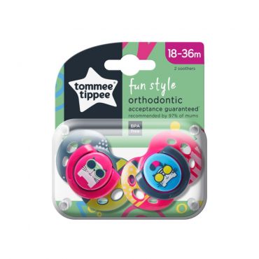 Tommee Tippee - Fun Soothers 18-36mths Cat (2pk)