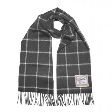 Heritage Traditions - Box Check Classic Brushed Wool Scarf Charcoal Grey