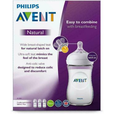 Philips - Natural Baby Bottle Three Pack (260ml) (Packaging is Damaged)
