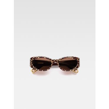 Jacquemus - The Ovalo Sunglasses - Print Leopard Brown - Size : One Size