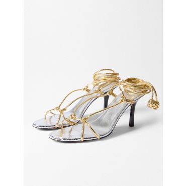 Jacquemus - The Tourni Sandals - Gold / Silver - Size : 38
