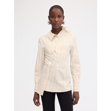 Jacquemus - The Pablo Shirt - Jacquard Business Big Logo Stripes Beige/White