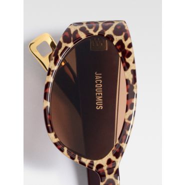 Jacquemus - The Ovalo Sunglasses - Print Leopard Brown - Size : One Size