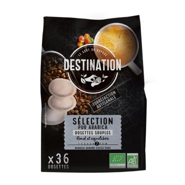 Senseo-Compatible Pods 100% Organic Arabica Destination x 36 - Made in France