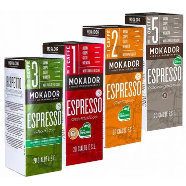 Mokador Castellari ESE pods x 80 - Discovery coffee pack - Biodegradable / Compostable
