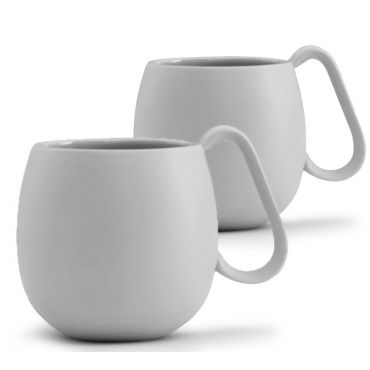 Viva Scandinavia Set of Two Porcelain Cups Light Grey Nina - 28cl - With handle