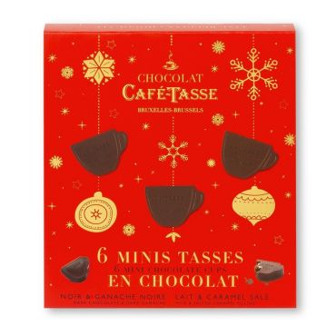 Café-Tasse - Café Tasse Christmas Gift Box of 6 Chocolate Cups - 60g