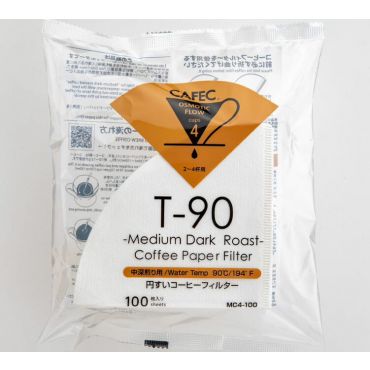 Cafec T90 Medium-Dark Roast Paper Filter 4 Cups x 100