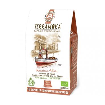 TerraMoka - 15 Nespresso* Original Compatible Compostable Capsules Mr Albert – TERRAMOKA - Peru