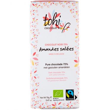 Tohi Dark Chocolate Bar (74%) with Organic Cocoa and Salted Almonds - 70g