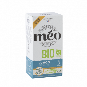 Cafés Méo Nespresso* Original Compatible Capsules Lungo Organic x 20