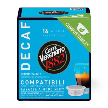 Caffè Vergnano Lavazza A Modo Mio Capsules Decaf x 16 - Biodegradable / Compostable