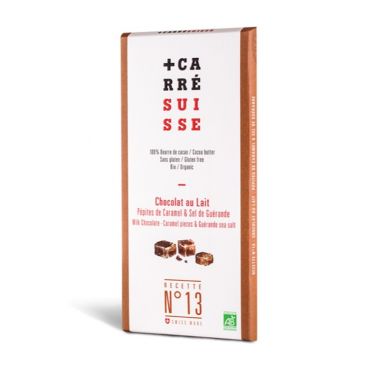 Carré Suisse Organic Milk Chocolate Bar with Caramel Chips & Guérande Salt - 100g