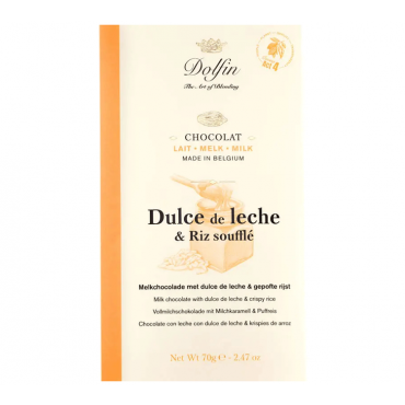 Dolfin Milk Chocolate Bar Dulce de Leche & Puffed Rice - 70g