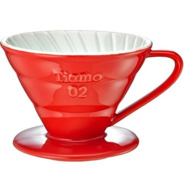 Tiamo V02 4-cup coffee dripper in red