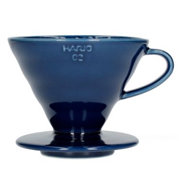 Hario V60 dripper in indigo blue ceramic for 1-4 cups