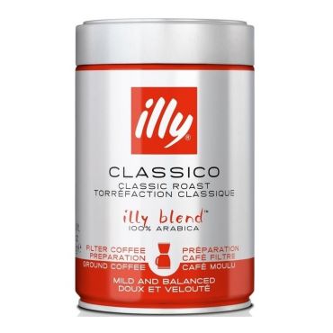 Illy Classico Ground Coffee (for filter coffee) - 250g tin - Big Brand Coffees