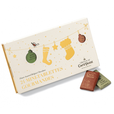 Café-Tasse Christmas Box of 24 Delicious Mini Chocolate Bars