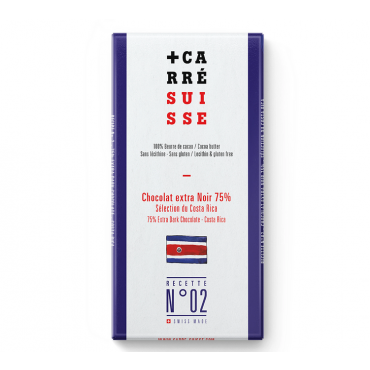 Carré Suisse No 2 Extra Dark 75% Costa Rica Grand Cru Chocolate Bar - 100g