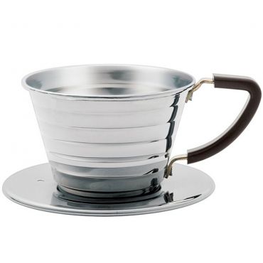 2-Cup flat-bottomed Kalita Wave Dripper 155 in stainless steel
