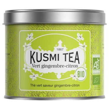 Kusmi Tea Lemon Ginger Organic Green Tea - 100g Loose Leaf Tin - Flavoured Teas/Infusions