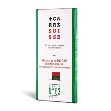 Carré Suisse No 3 Extra Dark 70% Madagascar Grand Cru Chocolate Bar - 100g