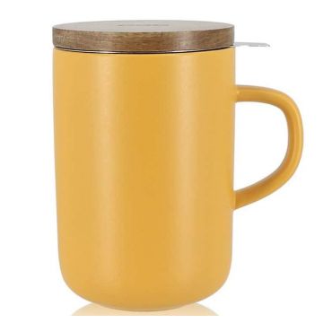 OGO Living - Ogo Living Juliet Stoneware Mug Acacia Lid with Strainer Yellow - 50cl
