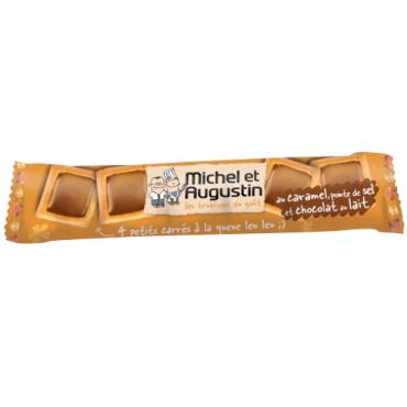 Michel Augustin - Michel et Augustin Milk Chocolate and Salted Caramel Square Bar - Manufactured in France