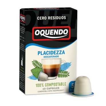 Oquendo - 10 Nespresso* Original Compatible Capsules Placidezza decafeinado - OQUENDO - Biodegradable / Compostable