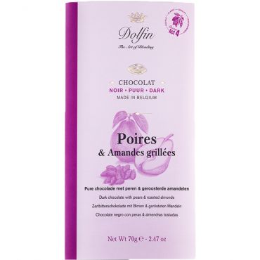 Dolfin Dark Chocolate Bar with Pear and Toasted Almonds - 70g