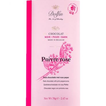 Dolfin Pink Peppercorn Dark Chocolate Bar 60% Cocoa - 70g