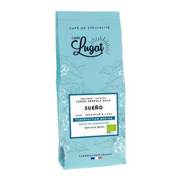 Cafés Lugat Organic Ground Coffee Sueño Water-Decaffeinated - for French Press - 250g - Mexico