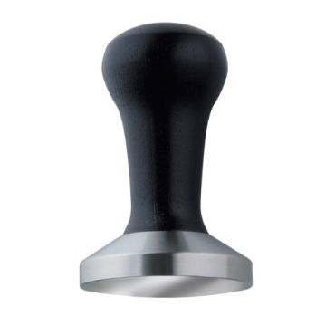 Motta Stainless Steel Tamper Black Wooden Handle - 58mm Flat Base