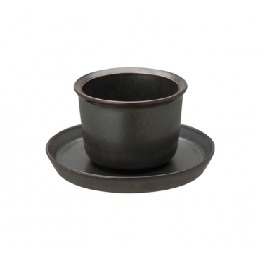 Tea Cup and Saucer "Leaves to Tea" in Black - Kinto